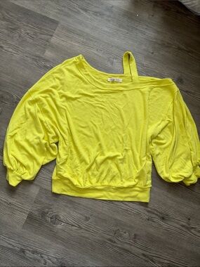 We The Free Neon Yellow Off-Shoulder Crop Top